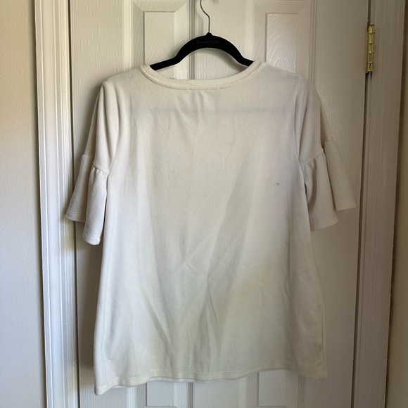 LOFT Cream Velvet Flutter Sleeve Top (Women’s M) - Picture 4 of 6